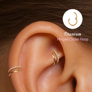 Anillo nasal de segmento articulado de titanio doble de 18 G/16 G • Aro nasal • Aro de clic con bisagra sin costuras • Anillo para tabique • Pendiente de aro • Perforación