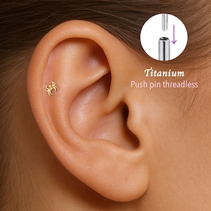 20G/18G/16G Spider Push pin theadless Labret • Cartilage Earring • Tragus • Conch Stud • Cartilage Stud • Flat back Labret •Titanium