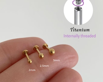 18G / 16G Labret Bolzen mit Kugelgewinde • Knorpel Ohrring • Tragus • Muschel Ohrstecker • Knorpel Ohrstecker • Labret mit flacher Rückseite