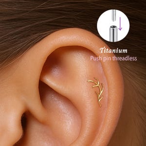20G/18G/16G Leaf Push pin theadless Labret • Cartilage Earring • Tragus • Conch Stud • Cartilage Stud • Flat back Labret •Titanium