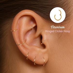 20G/18G/16G Titanium Hinged Segment Nose Ring •  Nose Hoop •  Seamless Hinged Clicker Hoop •  Septum Ring •  Hoop Earring