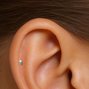 316L Surgical Steel  • Turquoise stone stud • Tiny Cz Stud Earring • Minimalist Earring • Dainty Stud Earring