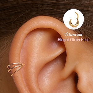 16G Titanium Triple Hinged Segment Nose Ring •  Nose Hoop •  Seamless Hinged Clicker Hoop •  Septum Ring •  Hoop Earring