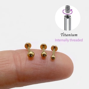 18G/16G Ball Threaded Labret Stud • Cartilage Earring • Tragus • Conch Stud • Cartilage Stud • Flat back Labret