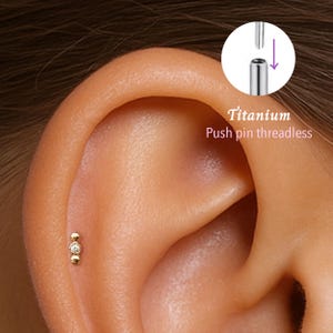 20G/18G/16G Ball/Cz Push pin theadless Labret • Cartilage Earring • Tragus • Conch Stud • Cartilage Stud • Flat back Labret • Titanium stud