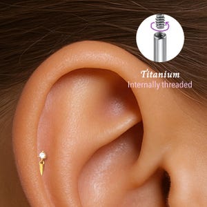 Pendiente de labio con rosca y colgante con punta de 18 G/16 G • Pendiente de cartílago • Trago • Pendiente de caracol • Pendiente de cartílago • Pendiente de labio con parte posterior plana