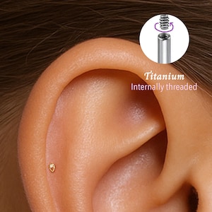 Brinco de cartilagem com rosca em forma de lágrima 18G/16G • Tragus • Conch Stud • Cartilagem • Labret com parte traseira plana