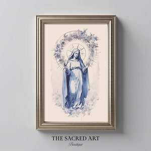 Our Lady of Grace, Blessed Virgin Art, Mother Mary, Madonna, Digital Print, Sketches, Jesus Art, Bible Printable Wall Art, Christian Faith