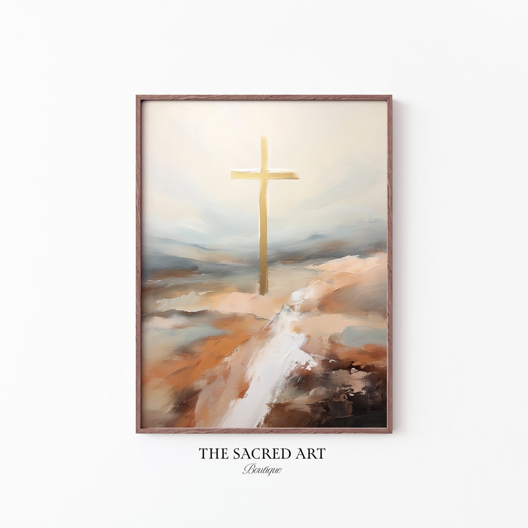The Cross, Abstract Christian Art, Minimalist, Digital, Jesus Christ