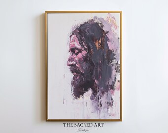 Portrait de Jésus à l'aquarelle : art chrétien moderne (téléchargement numérique)