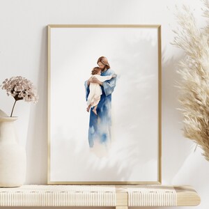 Abide with Me | Jesus Embracing Woman | Christian Art | Bible Painting Wall Art
