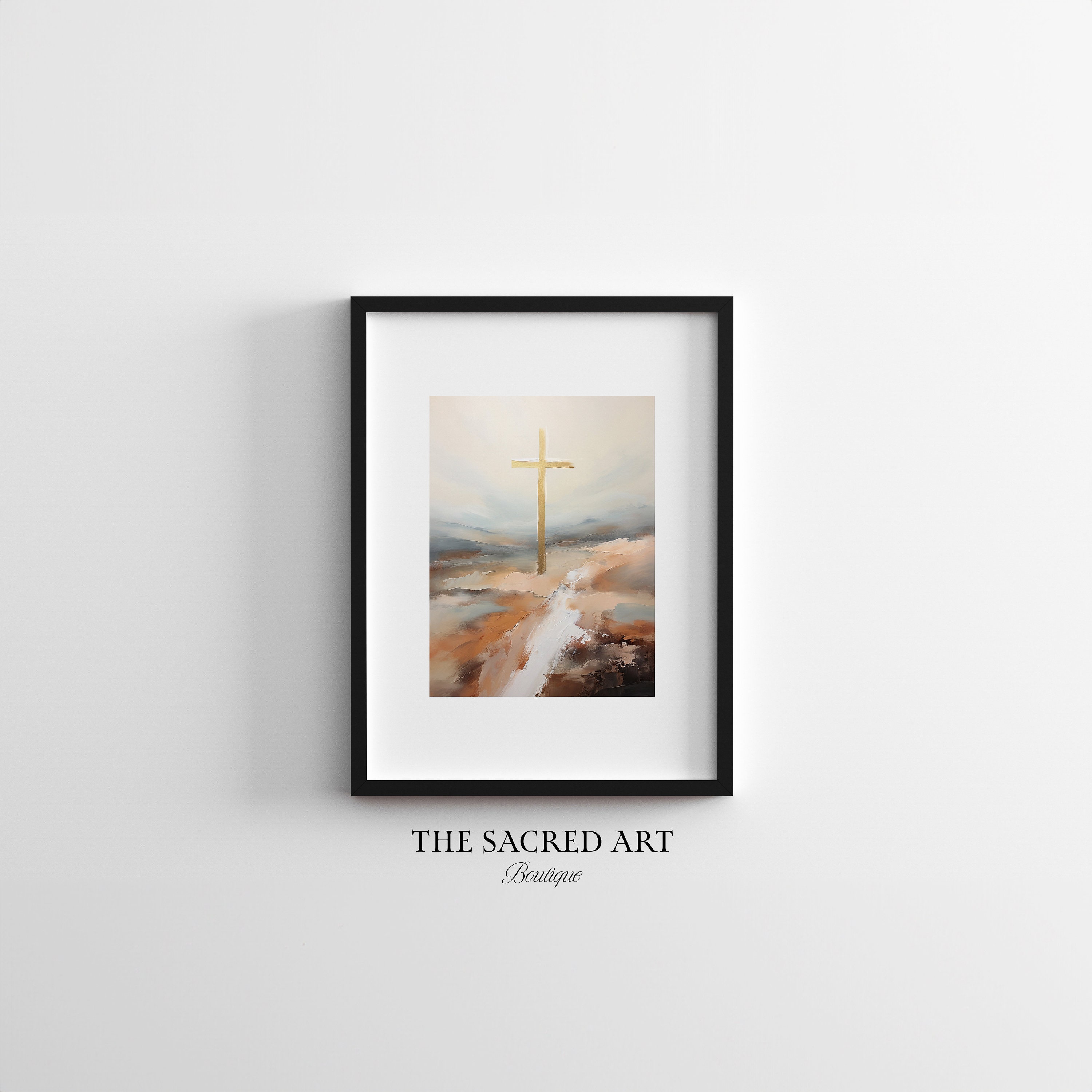 The Cross Abstract Christian Art Minimalist Digital Jesus Etsy
