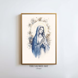 Our Lady of Grace, Blessed Virgin Art, Mother Mary, Madonna, Digital Print, Sketches, Jesus Art, Bible Printable Wall Art, Christian Faith