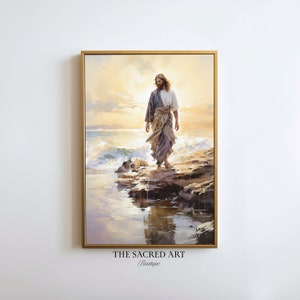 Jesus Calms Storms Watercolor Painting: Christian Wall Art (Digital Download)