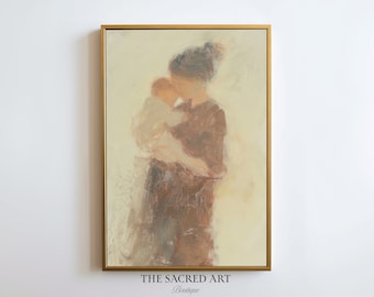 Mother and Child Watercolor Painting: New Mom Gift (Digital Download)