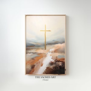 Abstract Gold Cross Print: Minimalist Christian Art (digital Download ...