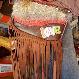 Love Custom Leather Fringe Hipbag Purse Fannypack Boho Pouch