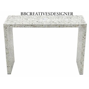 Handgemaakte houten MOP inleg console / console tafel / bureau / studeertafel / entree console / inleg console in modern patroon