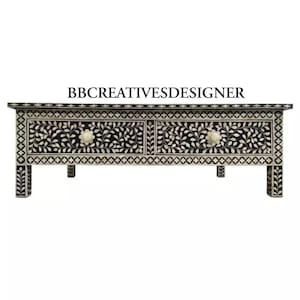 Handmade wooden bone inlay coffee table/ center table / inlay coffee table / round coffee table in modern pattern