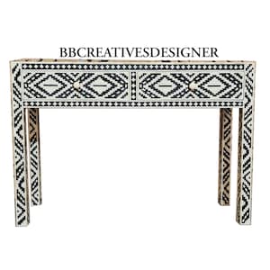 Handmade wooden bone inlay console/ console table / desk / study table / entry way console / inlay console in modern pattern