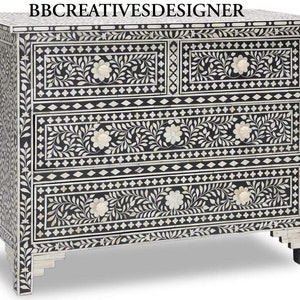 Handgemaakt dressoir/kast/opbergkast met ingelegd hout
