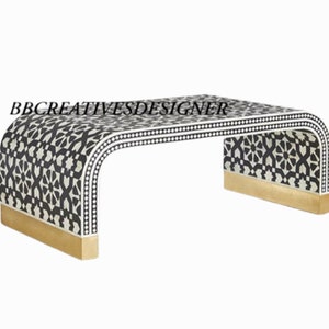 Handmade wooden bone inlay coffee table/ center table / inlay coffee table / round coffee table in modern pattern