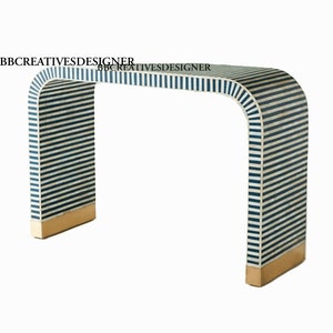 Consola de madera con incrustaciones de hueso hecha a mano / mesa consola / escritorio / mesa de estudio / consola de entrada / consola con incrustaciones en patrón moderno