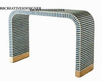 Handmade wooden bone inlay console/ console table / desk / study table / entry way console / inlay console in modern pattern