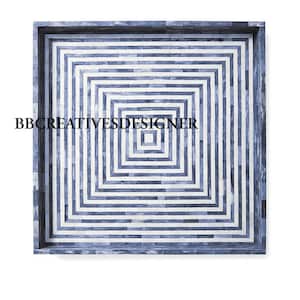 Handmade wooden bone inlay tray / serving tray / inlay tray in modern pattern