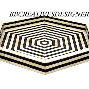 Handmade wooden bone inlay tray / serving tray / inlay tray in modern pattern