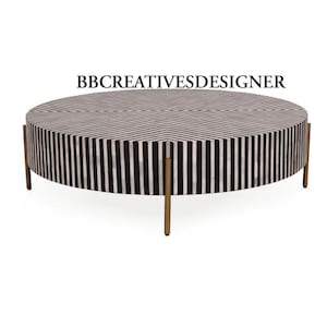 Handmade wooden bone inlay coffee table/ center table / inlay coffee table / round coffee table in modern pattern