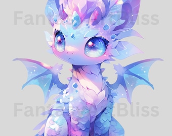 Clipart Dragon Transparent Background Watercolor Cute Blue Purple Pink Fantasy Animal, beautiful colors, high quality PNG image