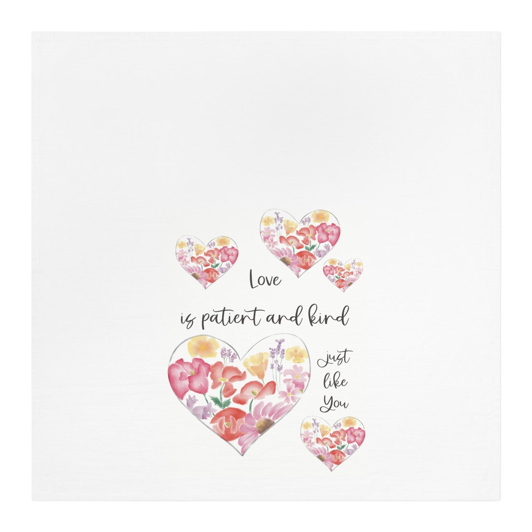 Love is Patient and Kind Hand-painted Art Print Hearts and Flowers Tea ...