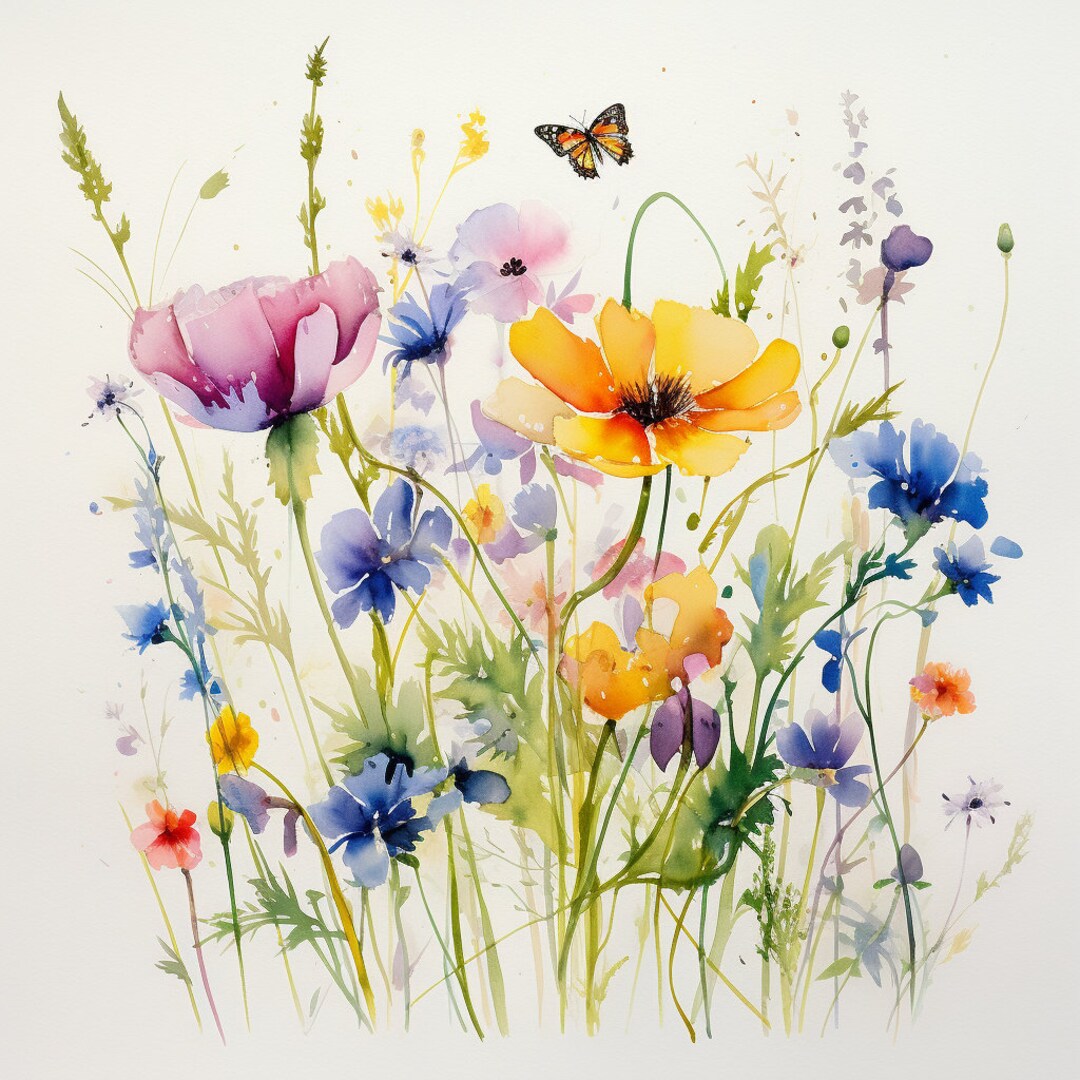 Six Wildflowers Prints Floral Nursery Wall Art, Boho, Baby Girl Nursery ...