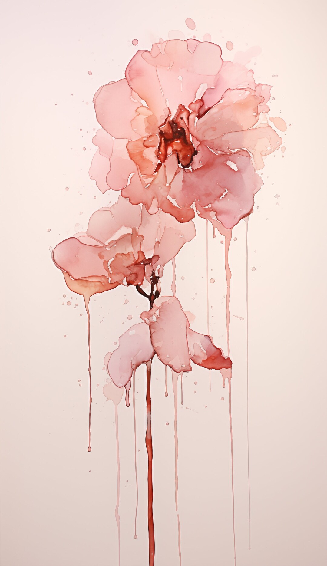 2 Pink Floral Digital Prints - Watercolor Flower Art - Home Wall Decor ...