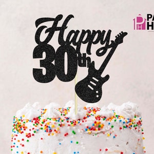 Happy 30th birthday SVG, 30th bday SVG, guitar cake topper SVG, Cake Topper Cut File, cake topper svg, guitar clipart, guitar cut file