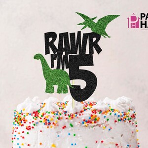 Rawr I'm 5 SVG, dino bday SVG, 5th birthday cake topper SVG Cut File dinosaur 5th bday shirt png, cake topper svg, svg clip art file