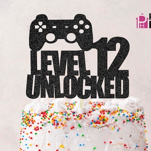 レベル 12 ロック解除 SVG、ゲーマー SVG、12 歳の誕生日ケーキ トッパー SVG、ケーキ トッパー カット ファイル、ケーキ トッパー SVG、ケーキ トッパー SVG、SVG クリップ アート ファイル
