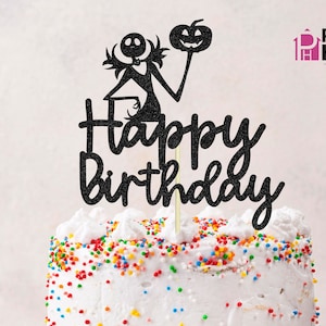 Joyeux anniversaire jack squelette SVG, avant Noël SVG, chemise d'anniversaire halloween png, svg de gâteau, fichier svg squelette jack, fichier numérique