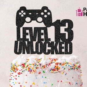 レベル 13 ロック解除 SVG、ゲーマー SVG、13 歳の誕生日ケーキ トッパー SVG、ケーキ トッパー カット ファイル、ケーキ トッパー SVG、ケーキ トッパー SVG、SVG クリップ アート ファイル