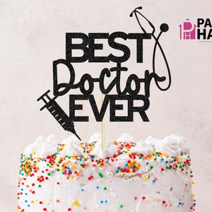 Melhor Doctor Ever Cake Topper svg, doctor grad svg png, decorações para festas de formatura, estetoscópio svg, seringa svg, download digital