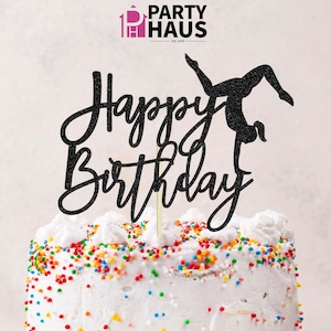 Gymnaste anniversaire gâteau topper Fichier numérique SVG, vecteur gymnaste, Cake Topper Cut File, sublimation svg danseur fichier numérique, joyeux anniversaire svg