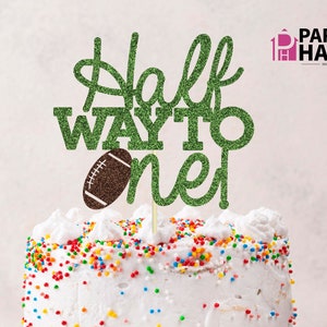 Halverwege een taart topper SVG, 6 maanden cake smash SVG, bday taart topper SVG, taart topper gesneden bestand, voetbal SVG, voetbal taart topper SVG