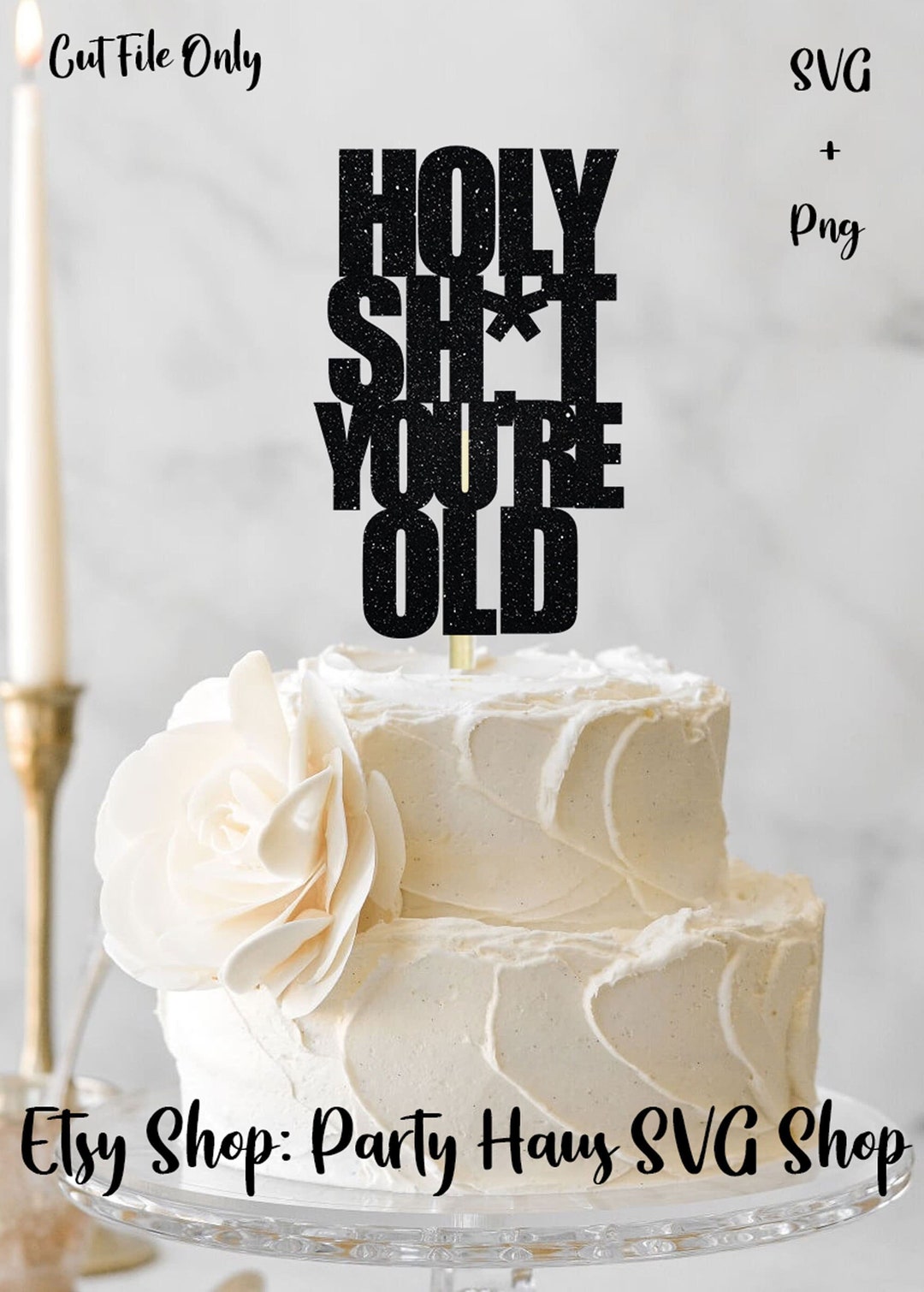 Holy Shit You're Old Digital SVG, Funny Birthday SVG, Birthday Cake ...