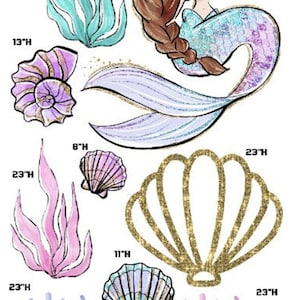 Mermaid watercolor coroplast cutouts Party Props decorations backdrops cutouts signs Yard cards (NO stands included)