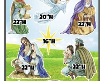 Christmas NATIVITY Party Props decorations coroplast backdrops cutouts signs decor table centerpieces Yard cards (NO stakes/stands included)