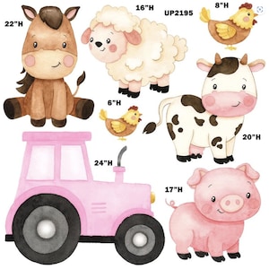 Farm Animals with tractor coroplast cutouts Props decorations backdrops cutouts signs table Yard cards (No stands or stakes included)