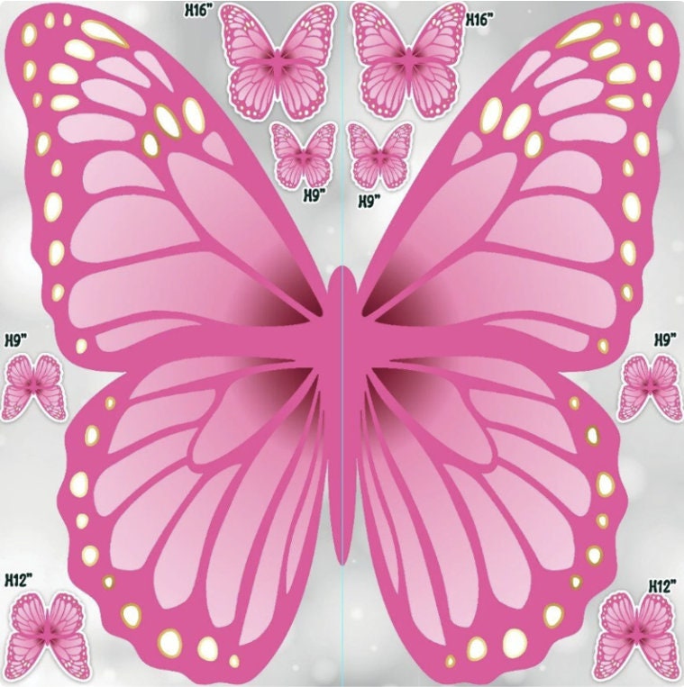 Hot Pink Monarch Butterfly Approx 8 FT Tallx 8 Ft Wide Coroplast Party ...