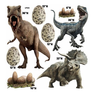 Dinosaurs Party Props decorations backdrops cutouts signs table centerpieces Yard cards (No stands / stakes included)