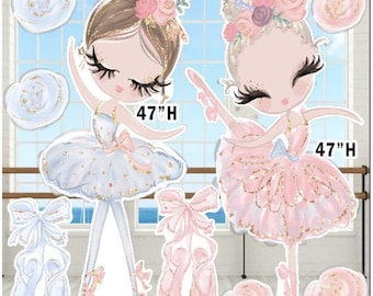 Ballerinas Party Props decorations backdrops cutouts signs table centerpieces Yard cards (NO Stands Included)